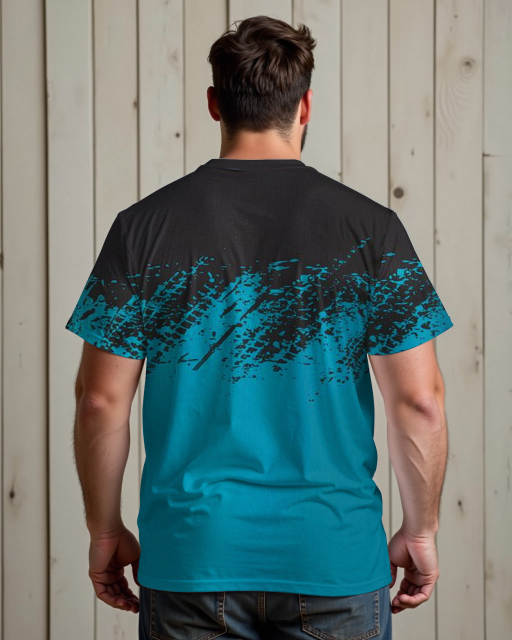 Big & Tall Black Blue Geometric Two-piece Set for big men view 2