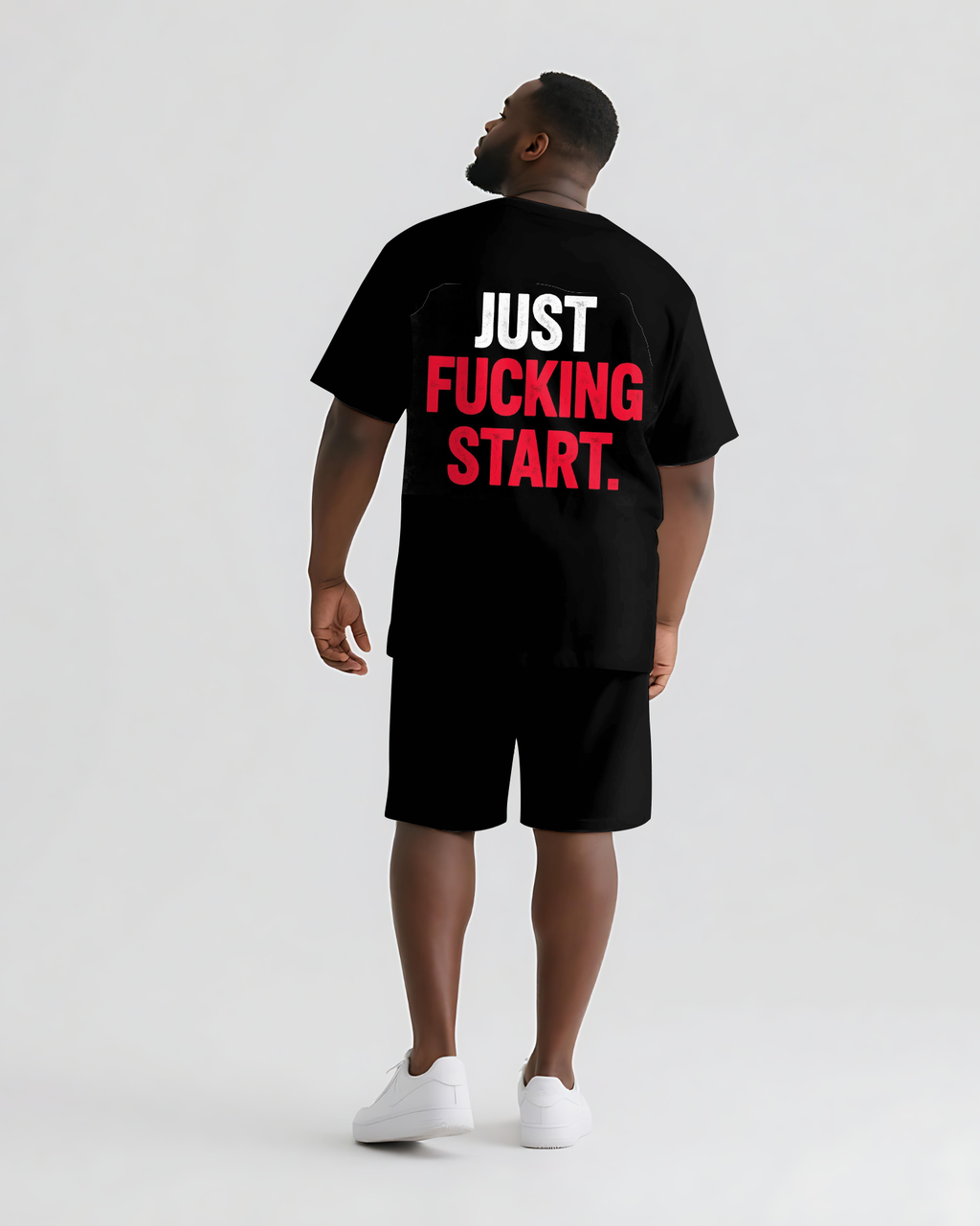 Big & Tall Graphic Streetwear Two-piece Set for big men view 1