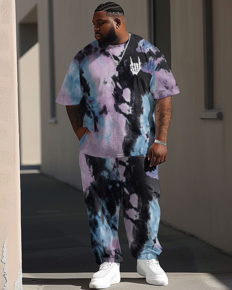 Big & Tall Graphic Streetwear Skull Two-piece Set for big men view 1