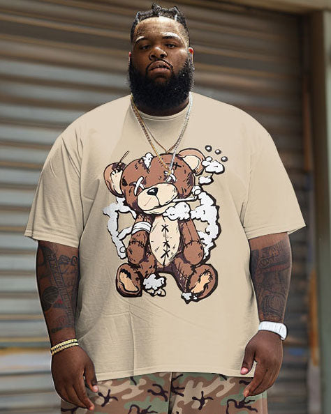 Big & Tall Graphic Camouflage T-Shirt Shorts Set for big men view 3