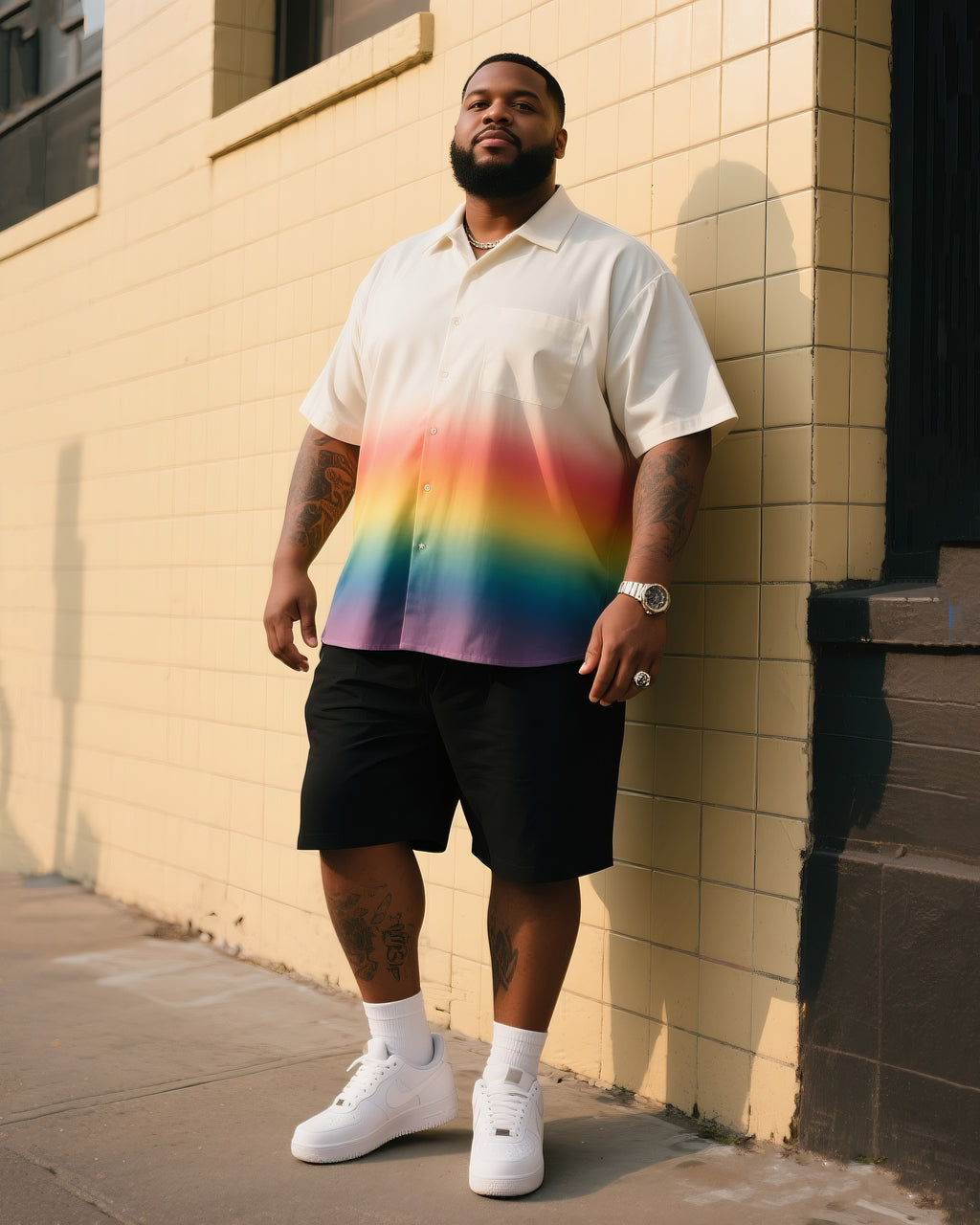 Big & Tall Gradient T-Shirt Shorts Set for big men view 1