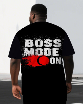 Big & Tall Black Graphic T-Shirt Shorts Set for big men view 2