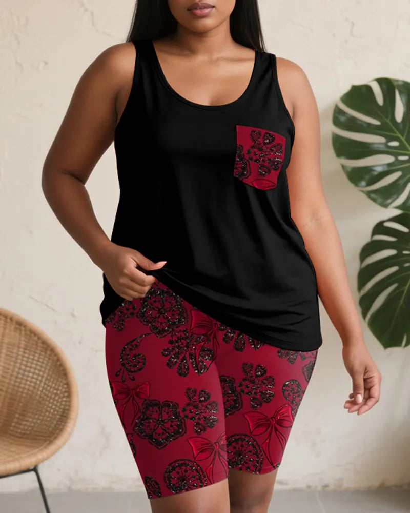 Big & Tall Red Graphic Two-piece Set for big men view 1