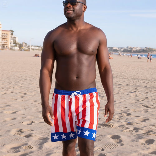 Big & Tall Hawaiian Tropical Colorblock Shorts for big men view 2