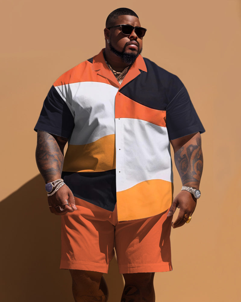 Big & Tall Colorblock T-Shirt Shorts Set for big men view 1