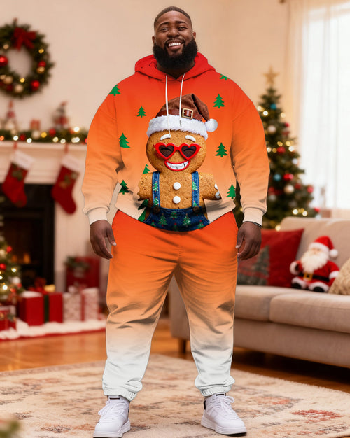 Big & Tall Graffiti Streetwear Hoodie Sweatpants Set for big men view 1