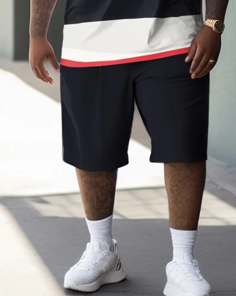 Big & Tall Colorblock Striped Two-piece Set for big men view 3