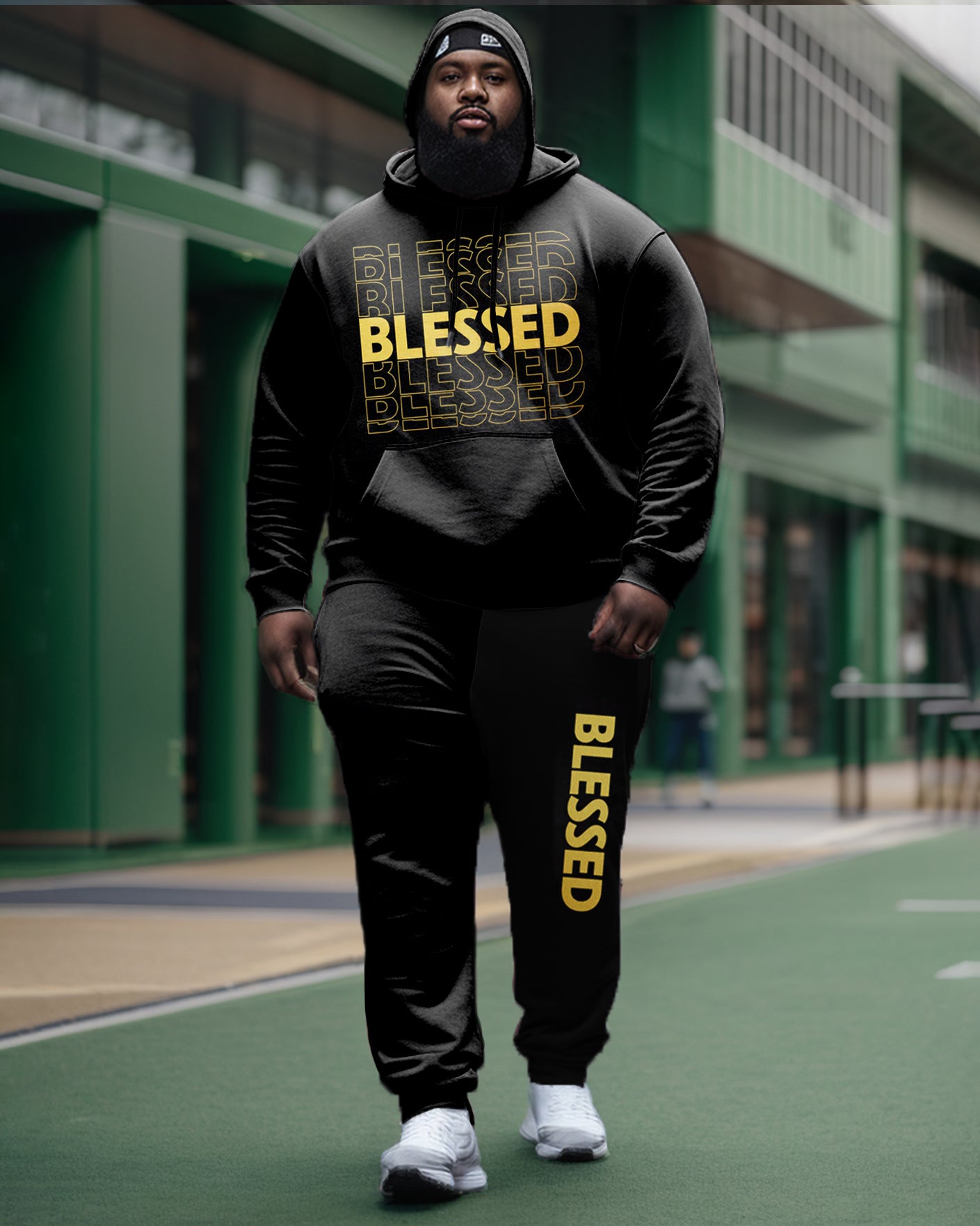 Big & Tall Graphic Hoodie Sweatpants Set for big men view 1