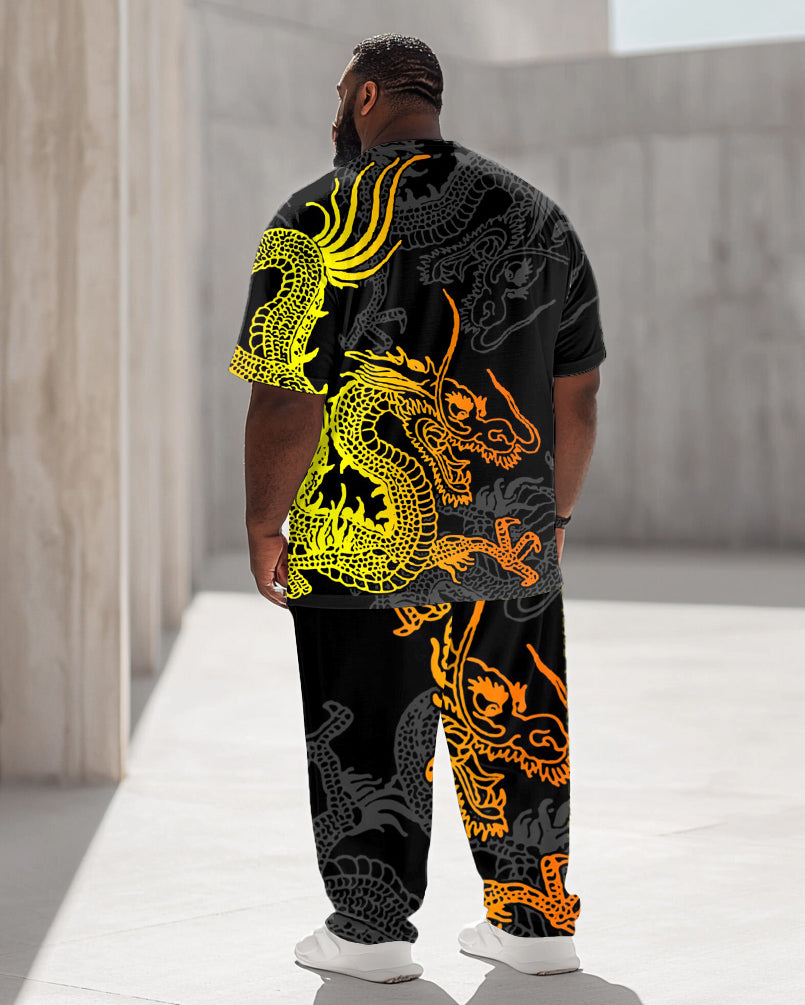 Big & Tall Gradient Graphic T-Shirt Pants Set for big men view 4