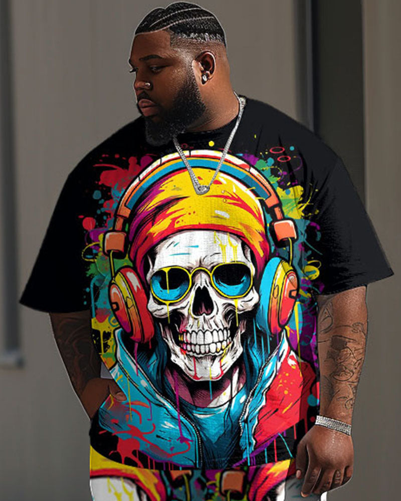 Big & Tall Graphic Graffiti T-Shirt Pants Set for big men view 2