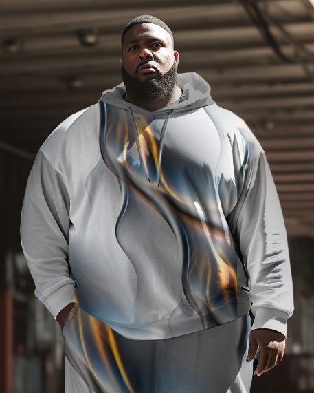 Big & Tall Geometric Streetwear Hoodie Sweatpants Set for big men view 2