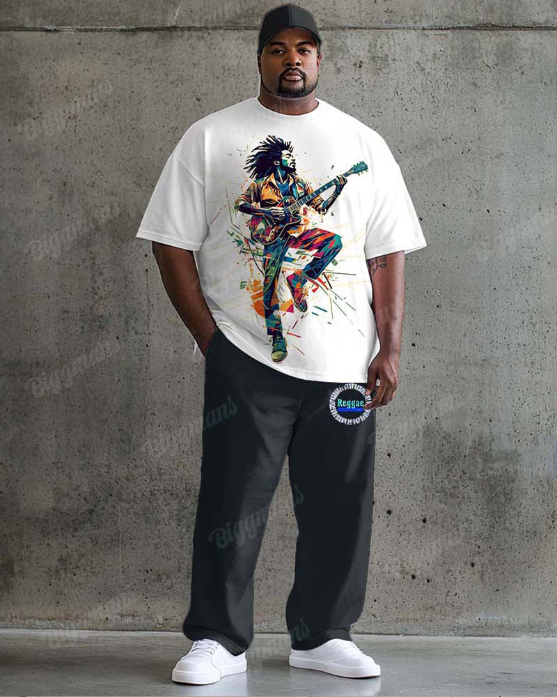 Big & Tall Graphic Graffiti T-Shirt Pants Set for big men view 1
