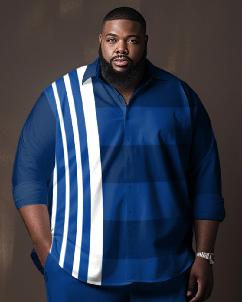 Big & Tall Blue Gradient T-Shirt Pants Set for big men view 2