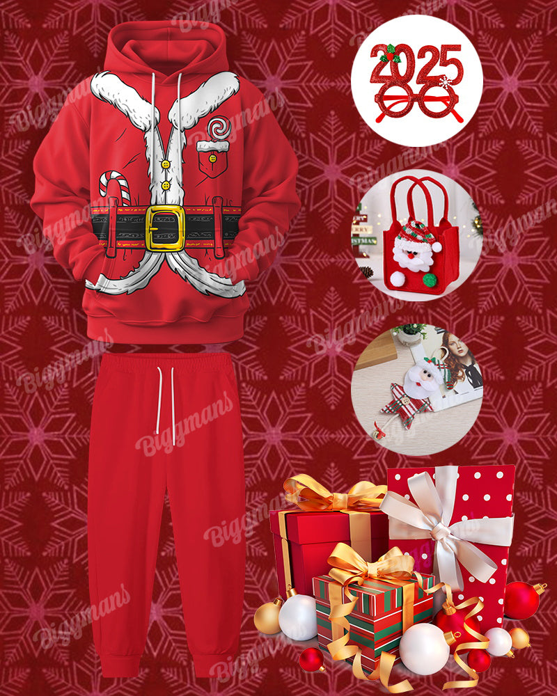 Big & Tall Red Business Casual Hoodie Sweatpants Set for big men view 1