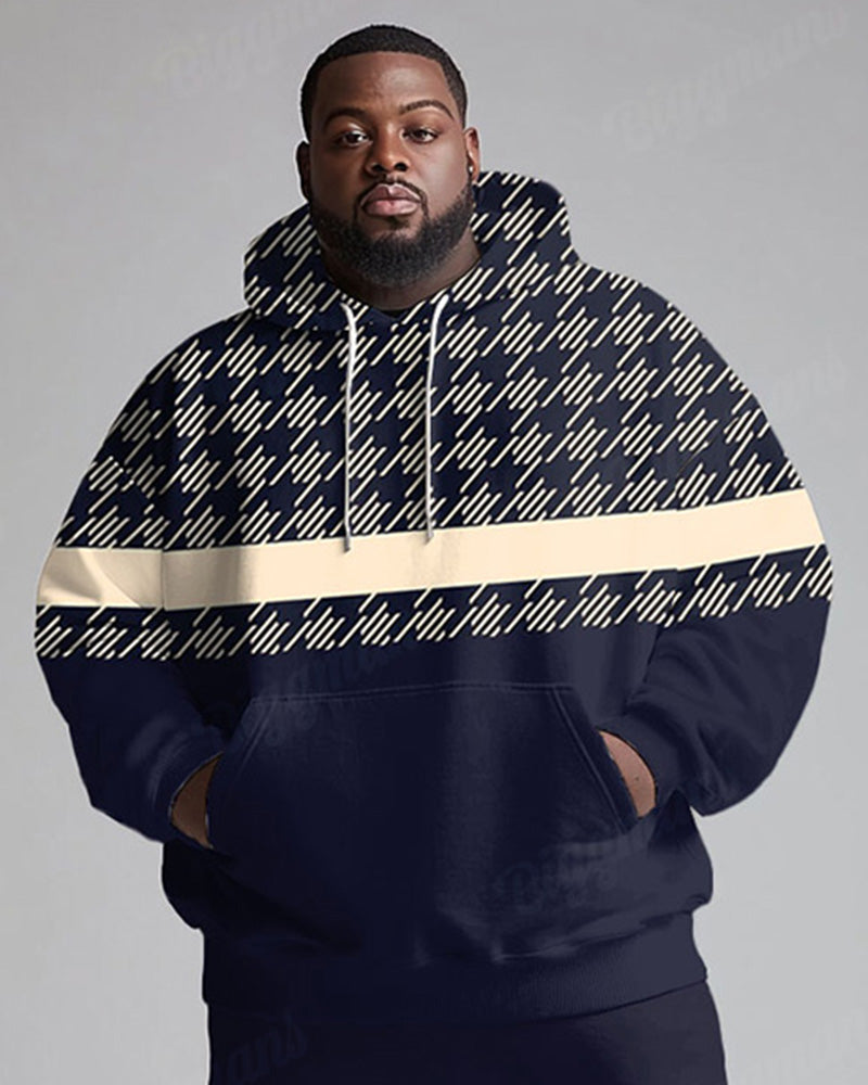 Big & Tall Purple Geometric Hoodie Sweatpants Set for big men view 2
