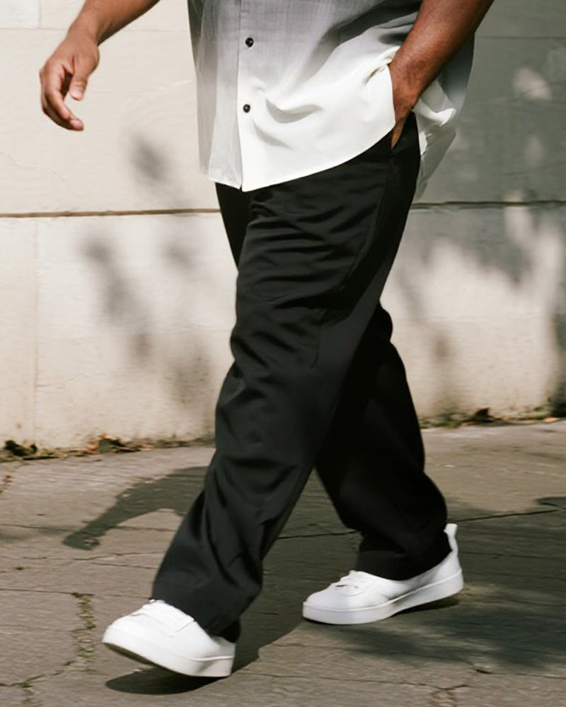 Big & Tall Black Gradient Graphic T-Shirt Pants Set for big men view 3