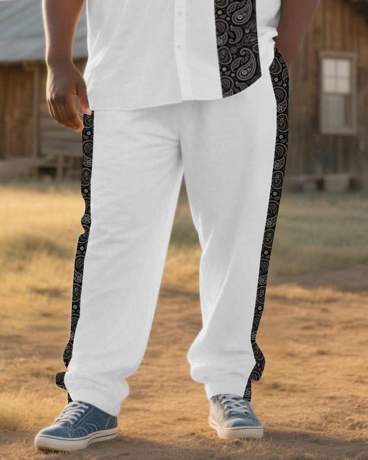 Big & Tall Western Colorblock T-Shirt Pants Set for big men view 3