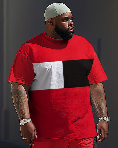 Big & Tall Colorblock Graphic Two-piece Set for big men view 2