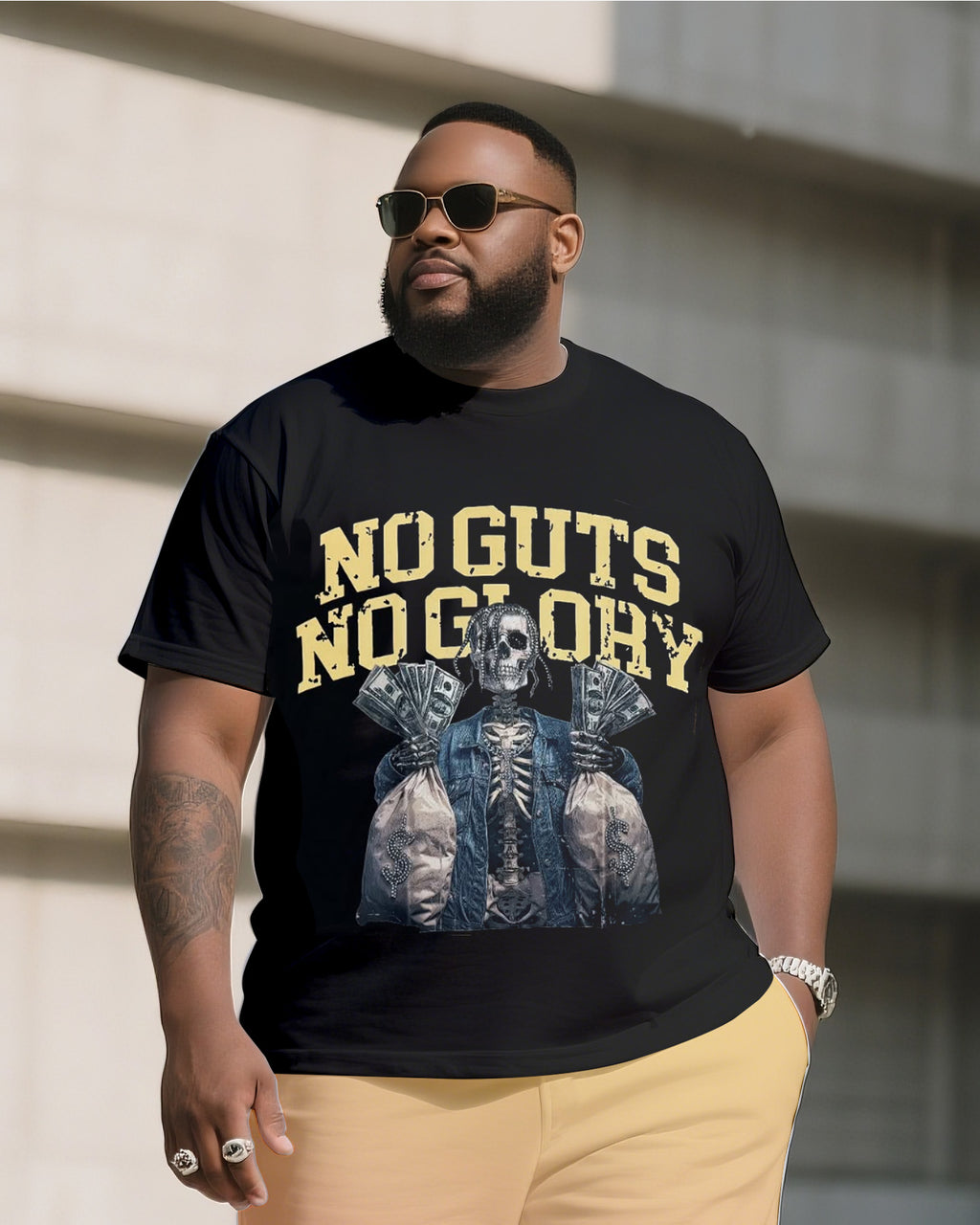 Big & Tall Graphic Streetwear T-Shirt Shorts Set for big men view 2
