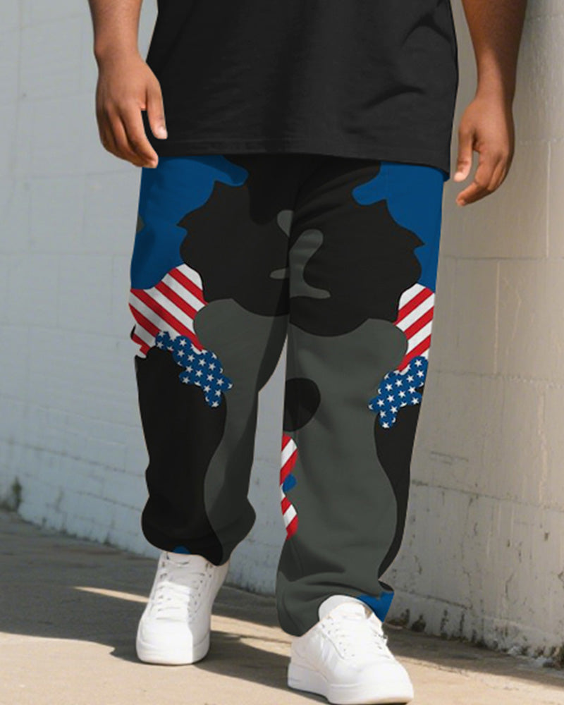 Big & Tall Colorblock Striped T-Shirt Pants Set for big men view 3