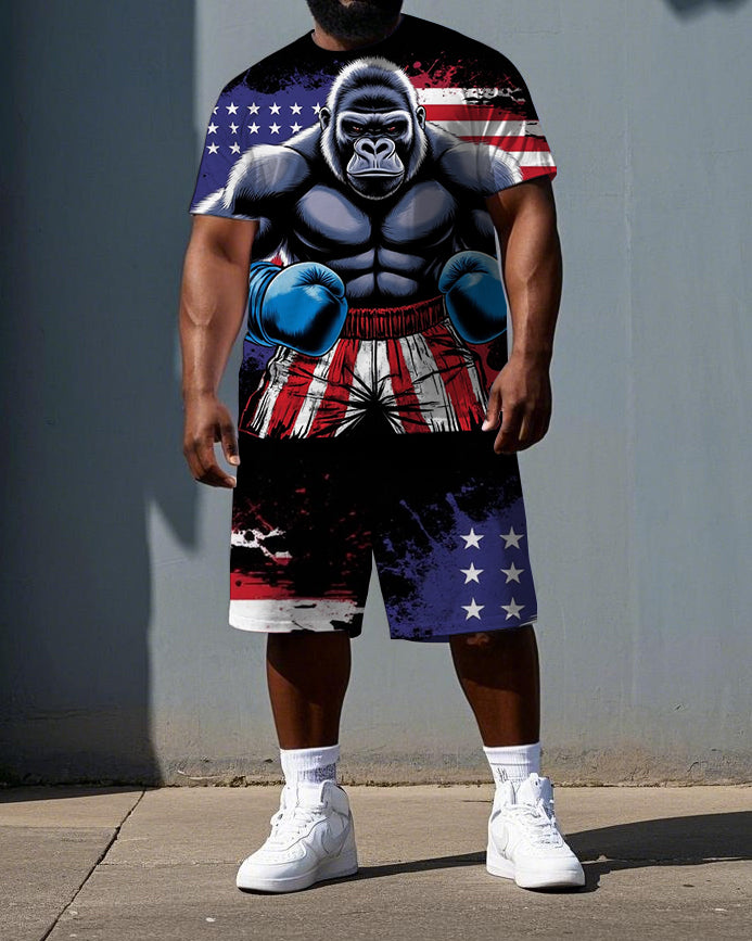 Big & Tall Streetwear T-Shirt Shorts Set for big men view 1