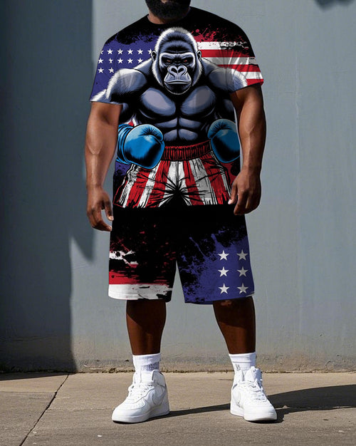 Big & Tall Streetwear T-Shirt Shorts Set for big men view 1