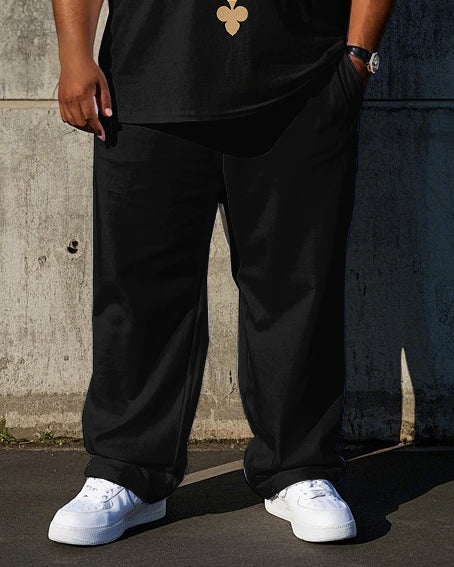 Big & Tall Striped T-Shirt Pants Set for big men view 3