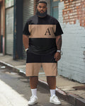 Big & Tall Colorblock Graphic T-Shirt Shorts Set for big men view 1
