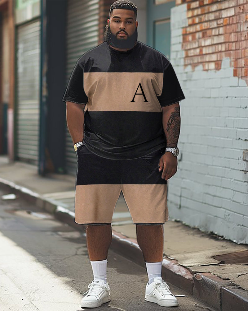 Big & Tall Colorblock Graphic T-Shirt Shorts Set for big men view 1