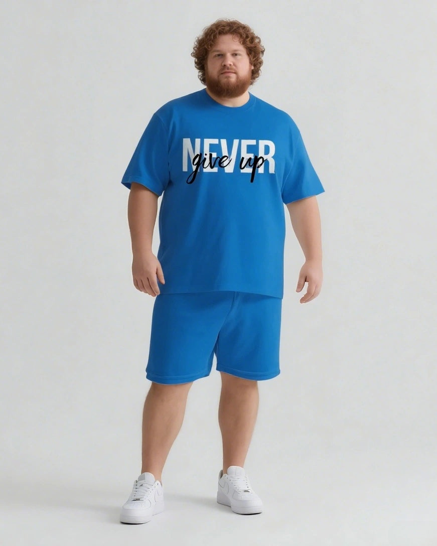 Big & Tall Graphic Streetwear T-Shirt Shorts Set for big men view 8
