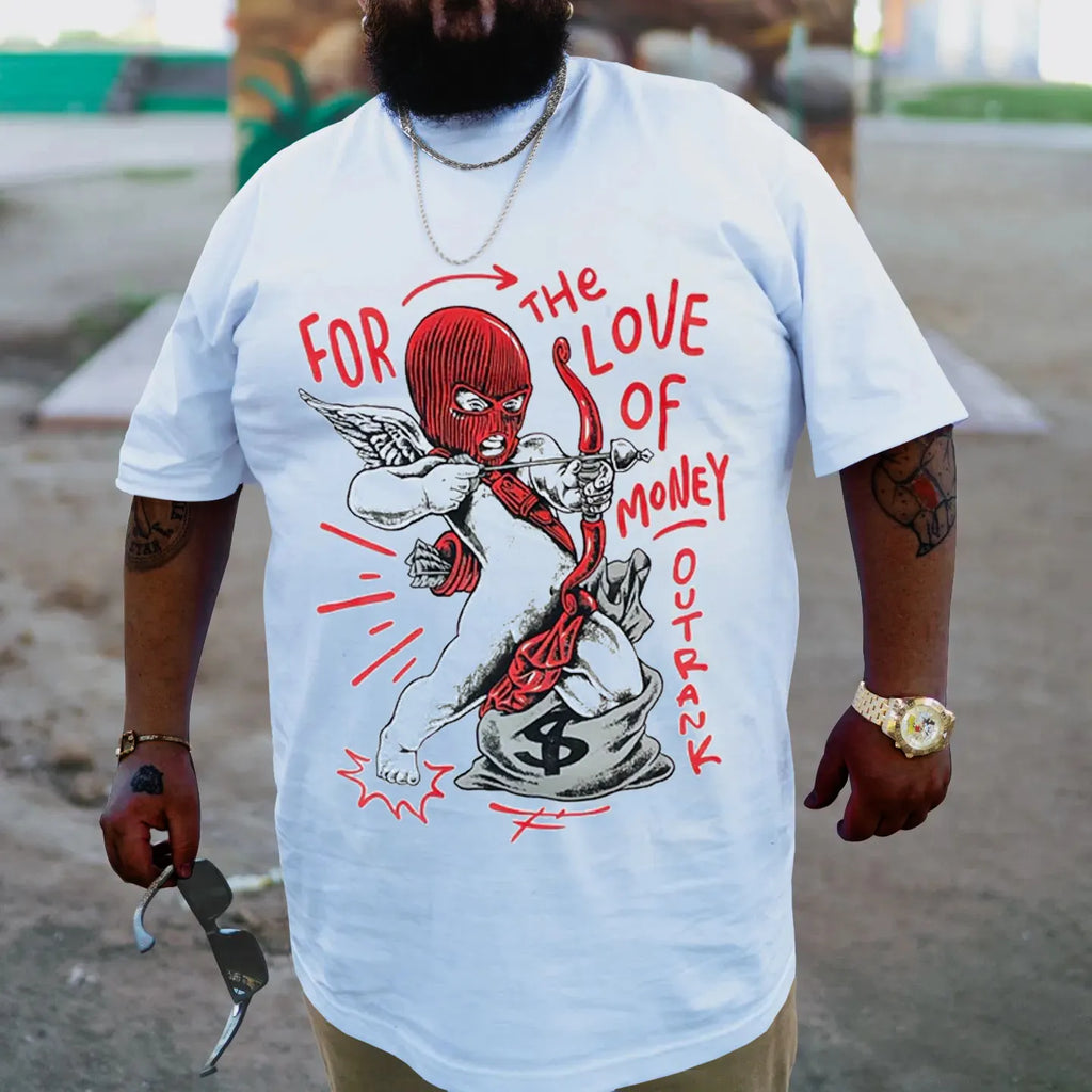 Big & Tall White Streetwear T-Shirt for big men view 3