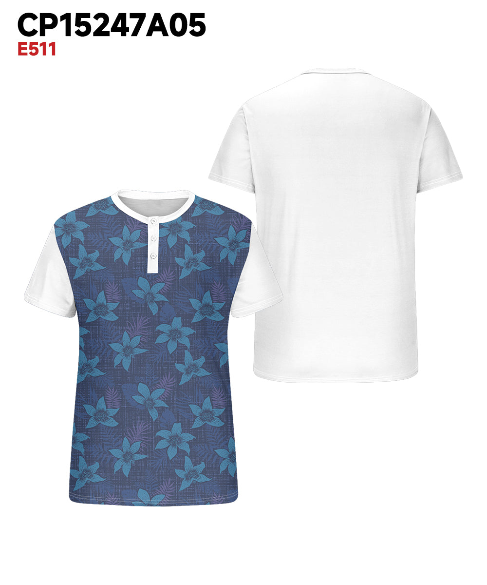 Big & Tall Blue Graphic Floral T-Shirt for big men view 3