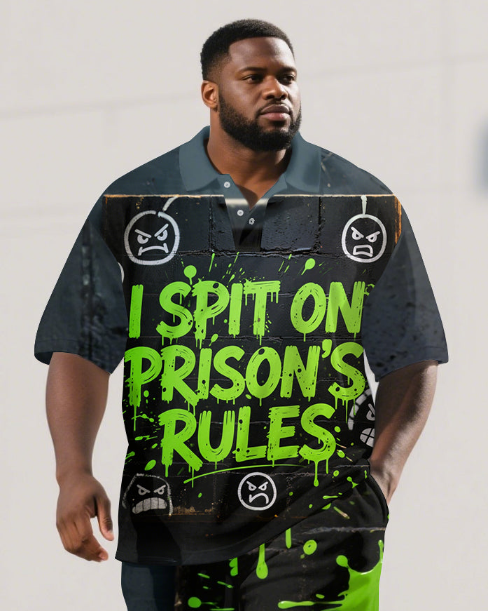 Big & Tall Graphic Splash Ink Polo Shorts Set for big men view 2