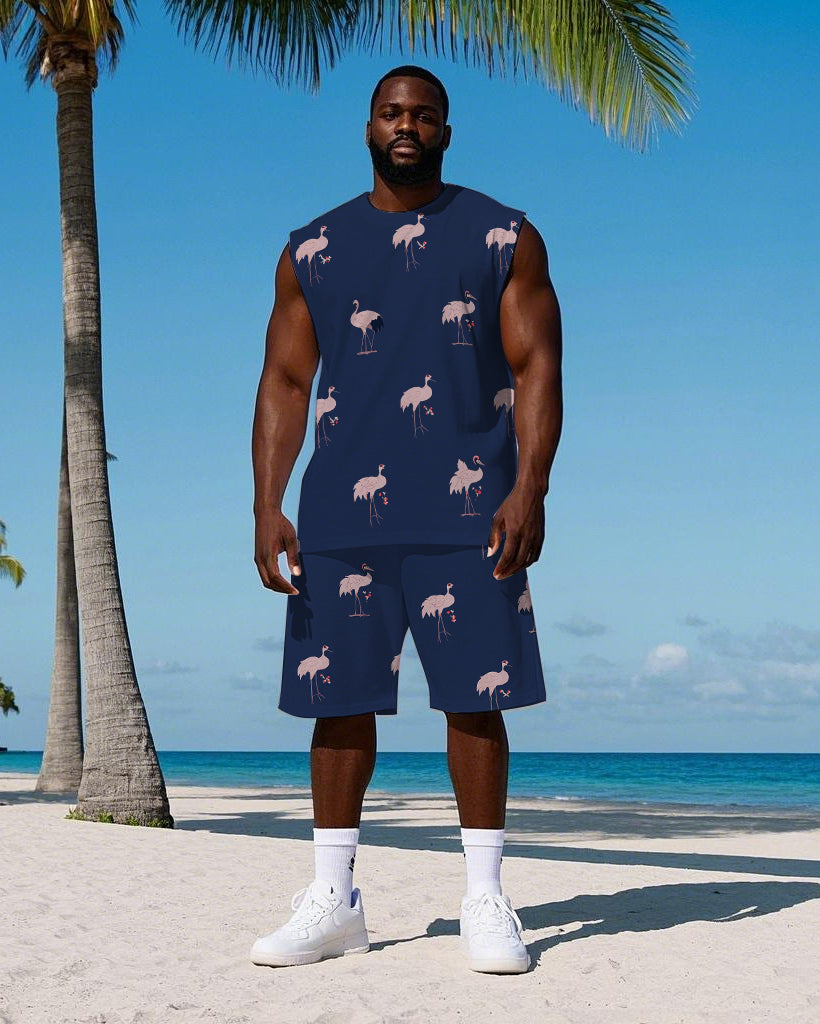 Big & Tall Red Hawaiian Two-piece Set for big men view 1