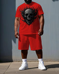 Big & Tall Graphic Skull T-Shirt Shorts Set for big men view 1