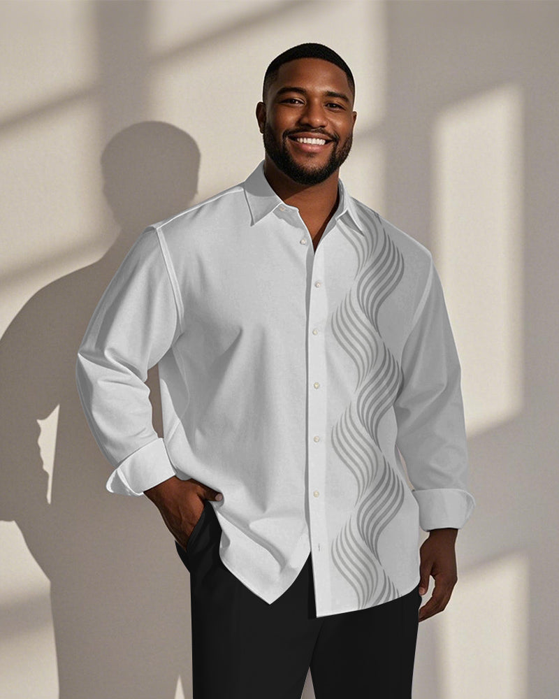 Big & Tall White Graphic Long Sleeve Shirt for big men view 1