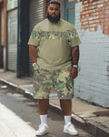 Big & Tall Colorblock Graphic T-Shirt Shorts Set for big men view 1