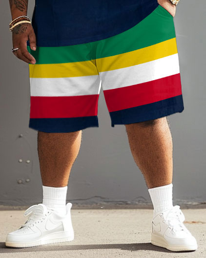 Big & Tall Colorblock T-Shirt Shorts Set for men view 3