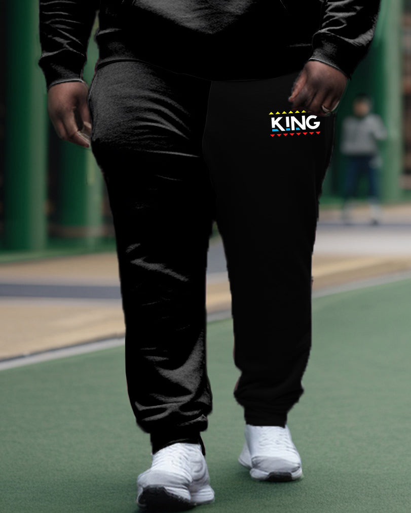 Big & Tall Geometric Graphic Hoodie Sweatpants Set for big men view 3