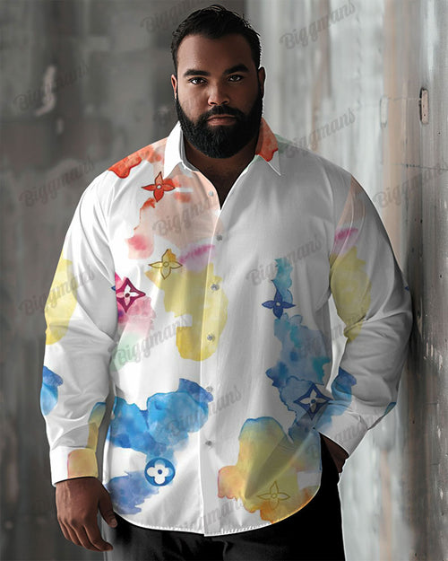 Big & Tall Geometric Graphic Shirt Pants Set for big men