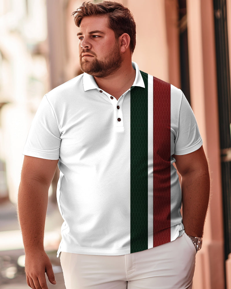 Big & Tall Striped T-Shirt Shorts Set for big men