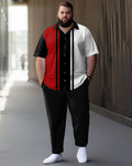 Big & Tall Black Red Gradient Shirt Pants Set for big men view 1