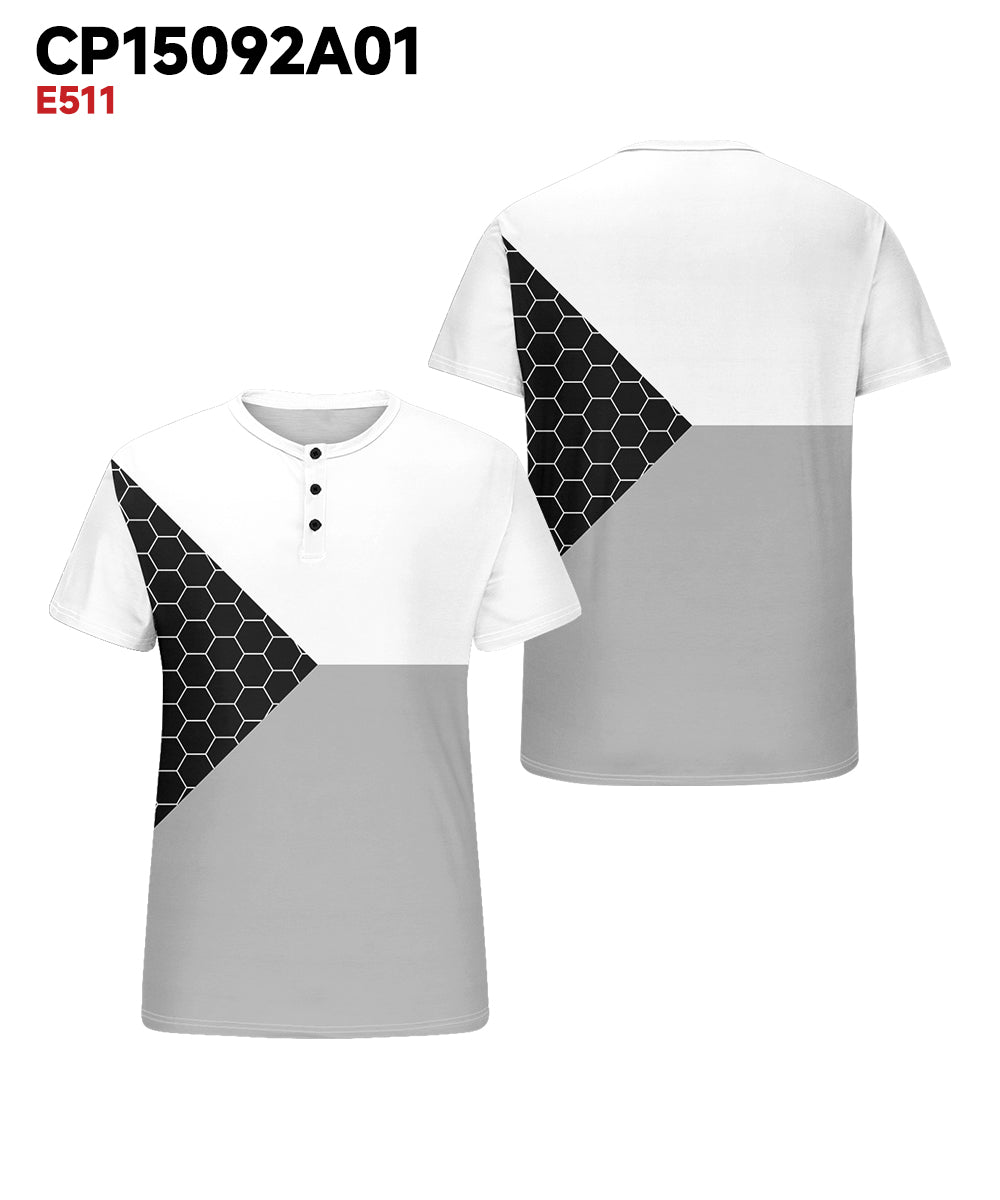 Big & Tall Black White Geometric T-Shirt for big men view 3