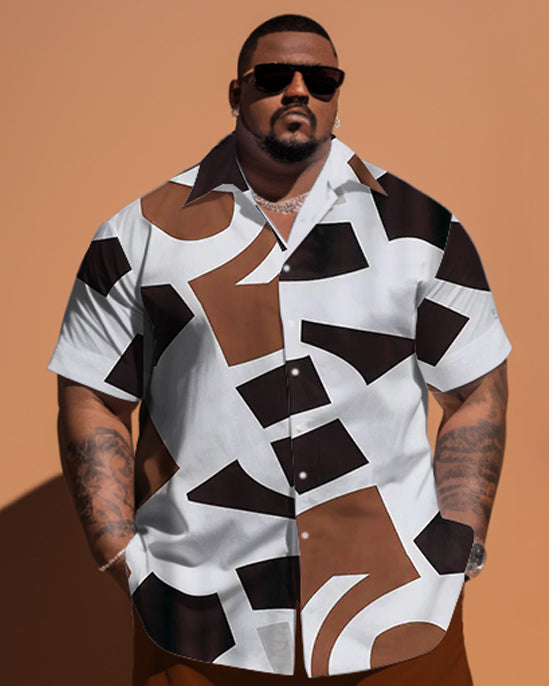 Big & Tall Geometric T-Shirt Shorts Set for big men view 2