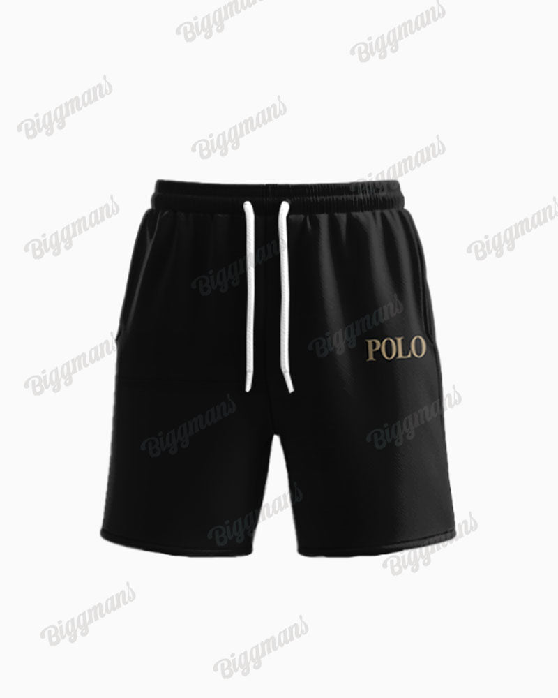 Big & Tall Plaid Graphic Patchwork T-Shirt Shorts Set for big men view 3
