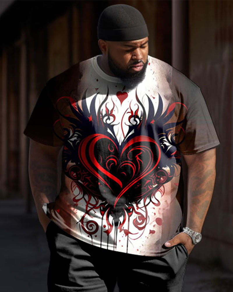 Big & Tall Gradient Streetwear T-Shirt Pants Set for big men view 2