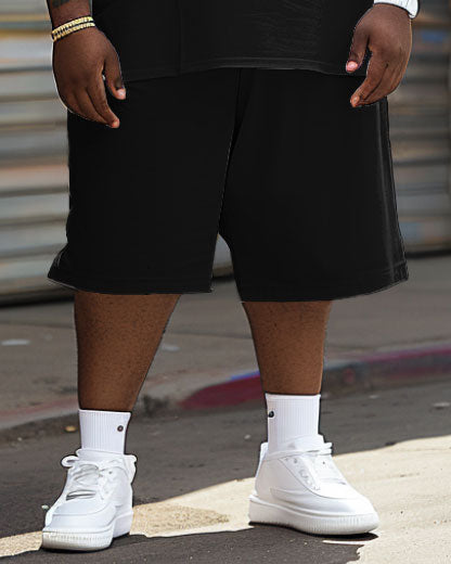 Big & Tall Colorblock Patchwork T-Shirt Shorts Set for big men view 3