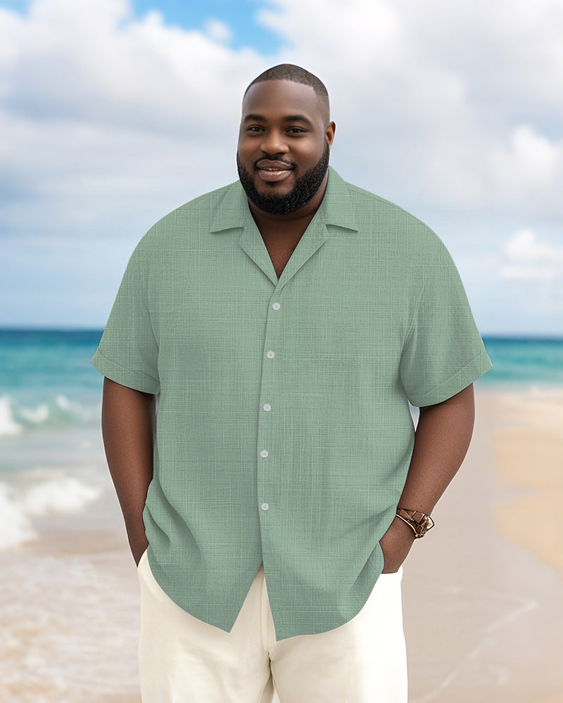 Big & Tall Solid Color Patchwork Short Sleeve Shirt for big men view 8