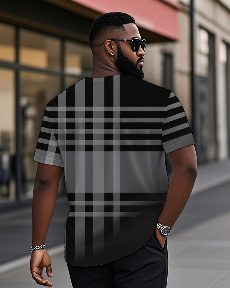Big & Tall Black Plaid Graphic T-Shirt for big men view 2