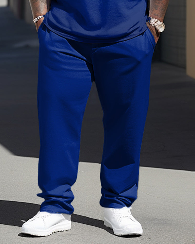 Big & Tall Colorblock Graphic T-Shirt Pants Set for big men view 3
